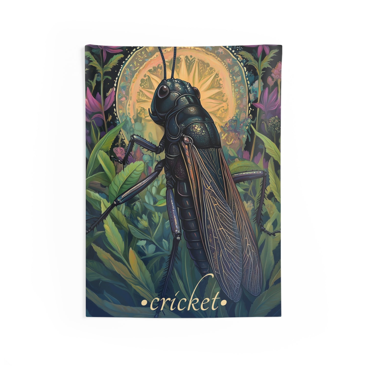 Cricket Wall Tapestry – Lyrical Insect Art for Botanical, Dreamlike Interiors