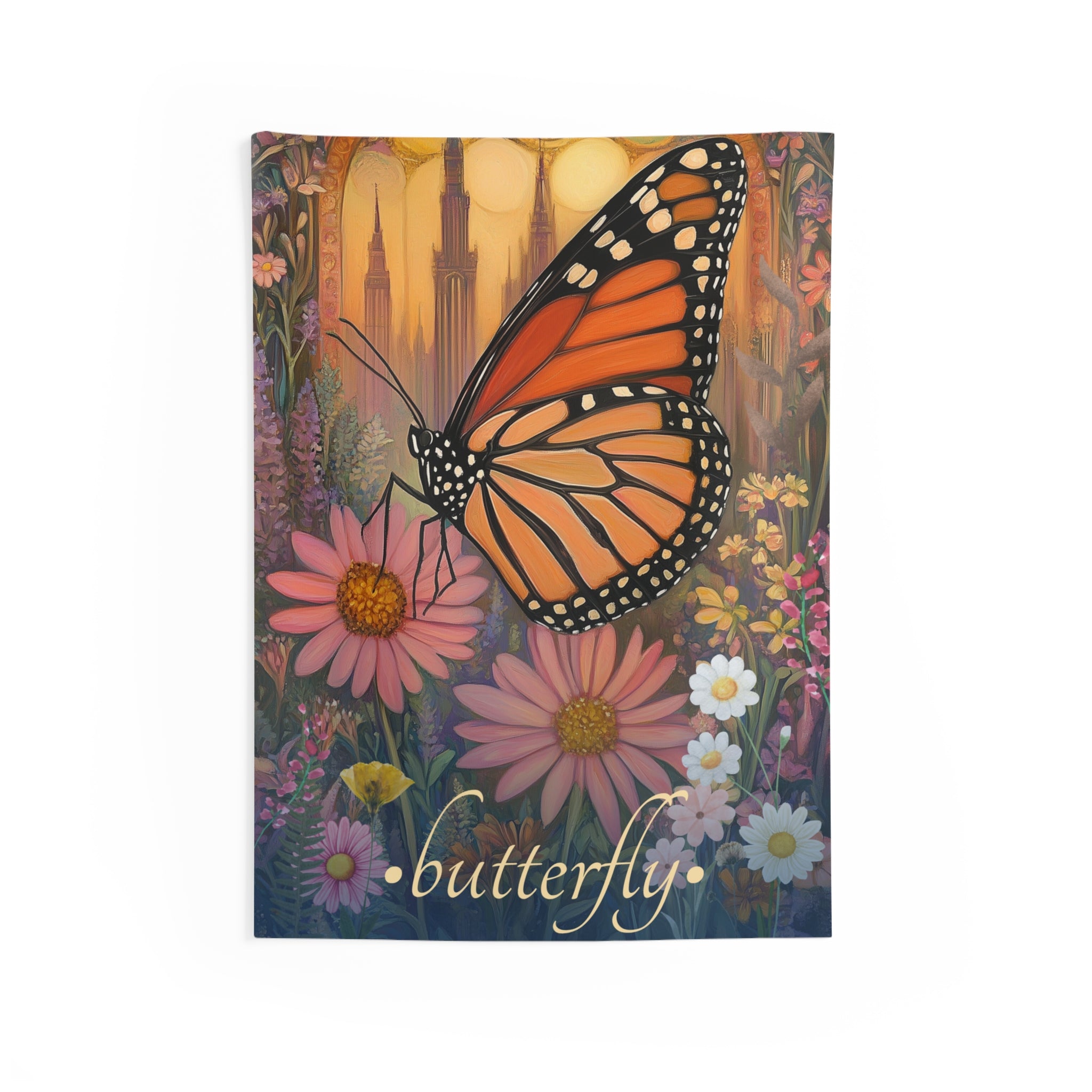 Butterfly Dreams Wall Tapestry – Monarch Magic and Blooming Transformation