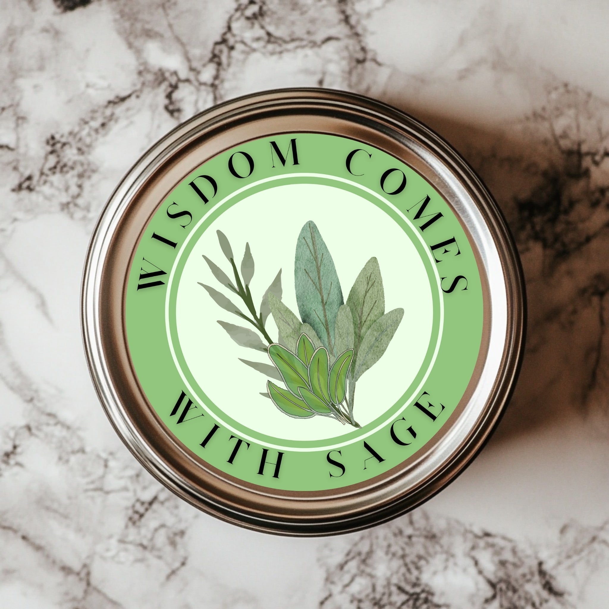 Wisdom Comes with Sage – Herb-Inspired Sticker (2.25x2.25") vinyl waterproof