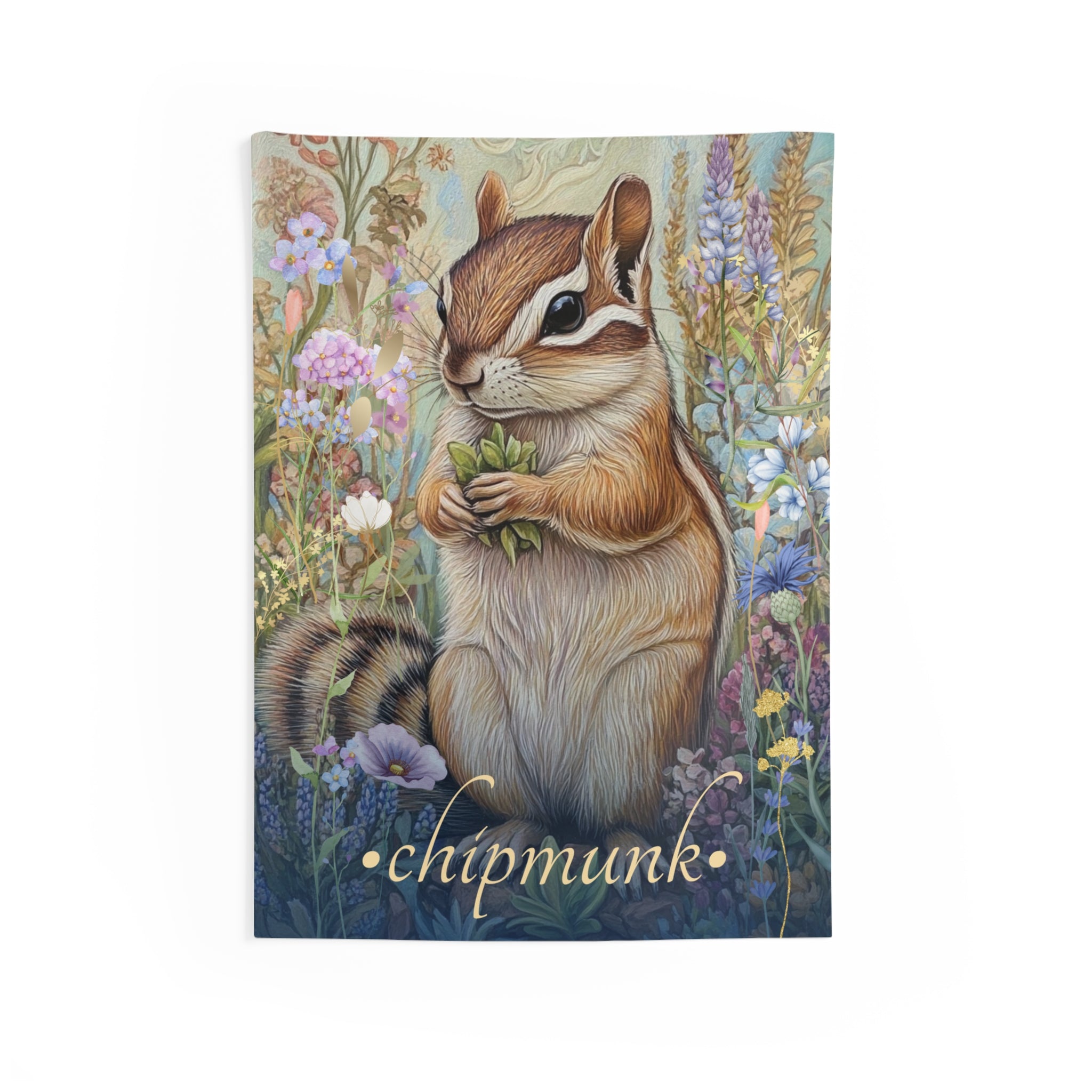 Charming Chipmunk Wall Tapestry – Whimsical Forest Animal Art for Nature-Loving Homes