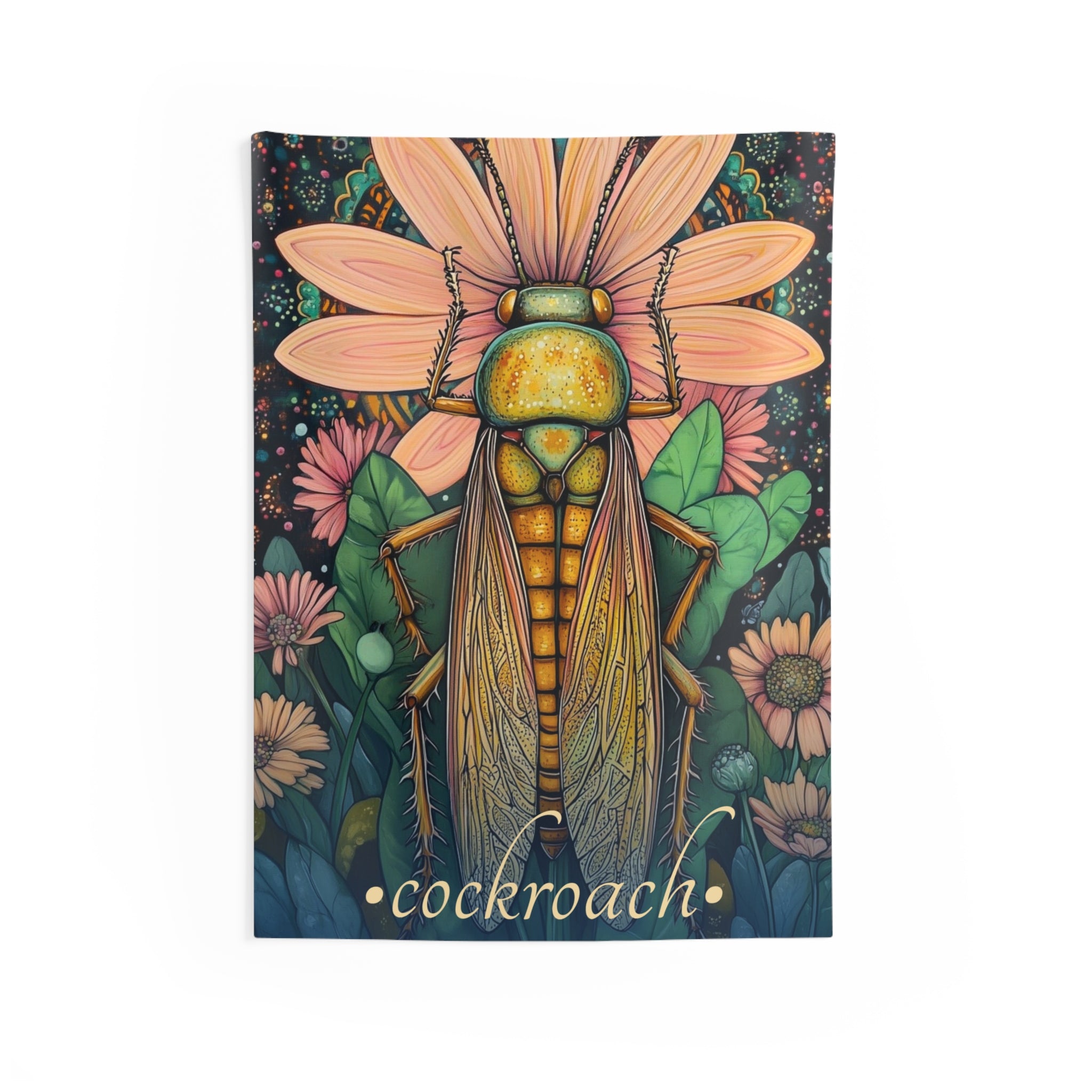 Cockroach Wall Tapestry – Resilient Insect Art for Bold, Botanical & Thought-Provoking Decor