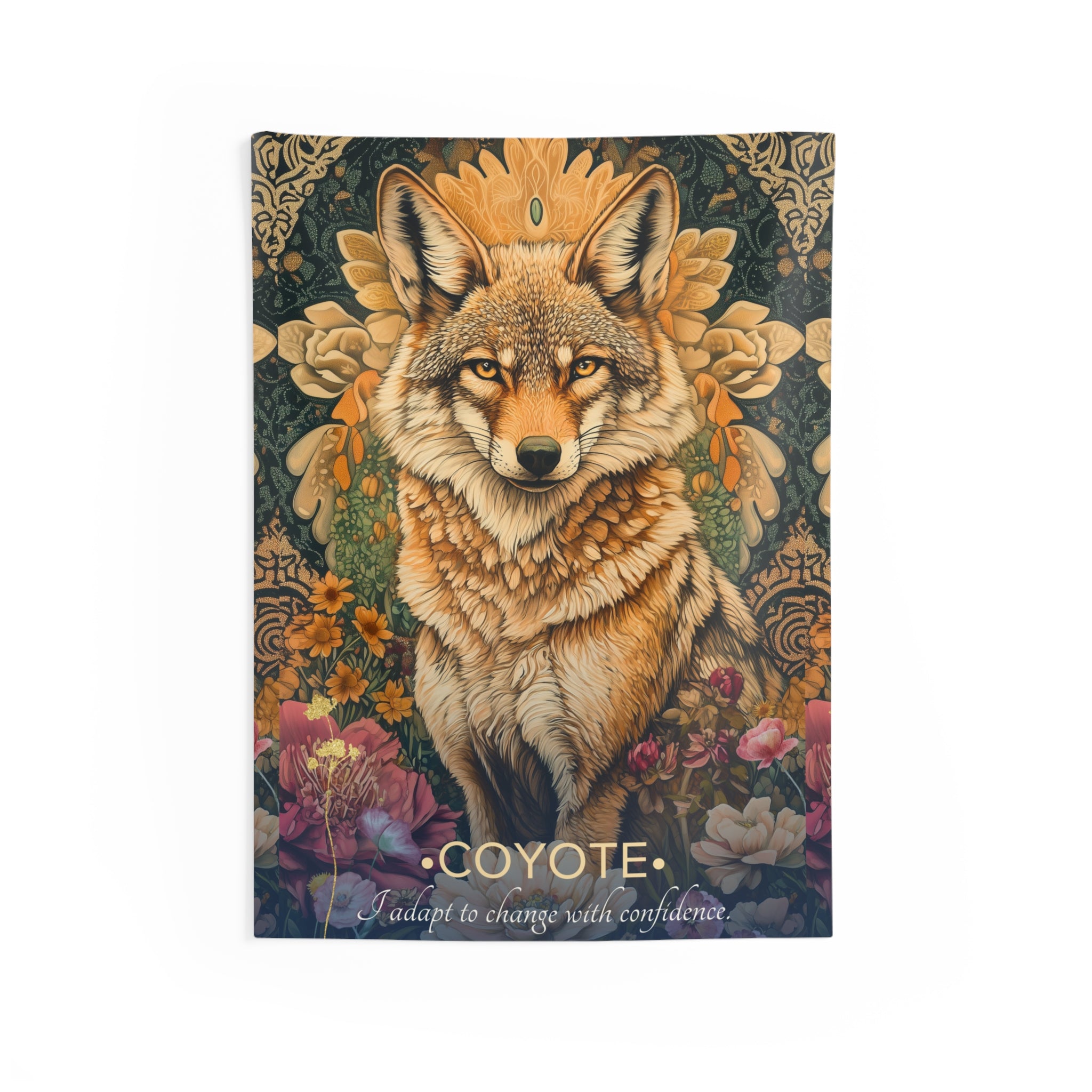 Coyote Wall Tapestry – Bold Desert Animal Art for Grounded & Soulful Interiors