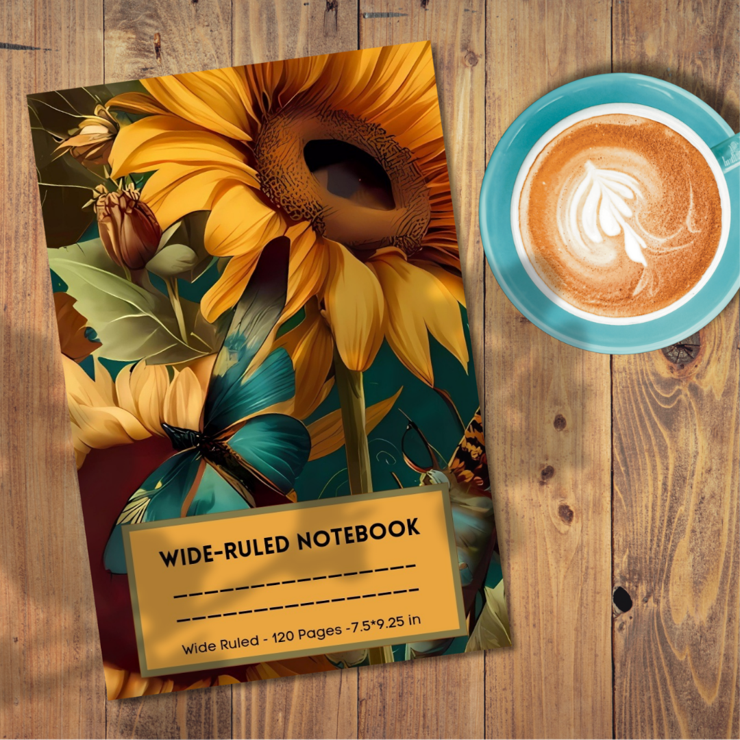 Vintage Style Sunflower Wide-Lined Notebook: A beautifully designed notebook for journalling perfect for sunflower lovers