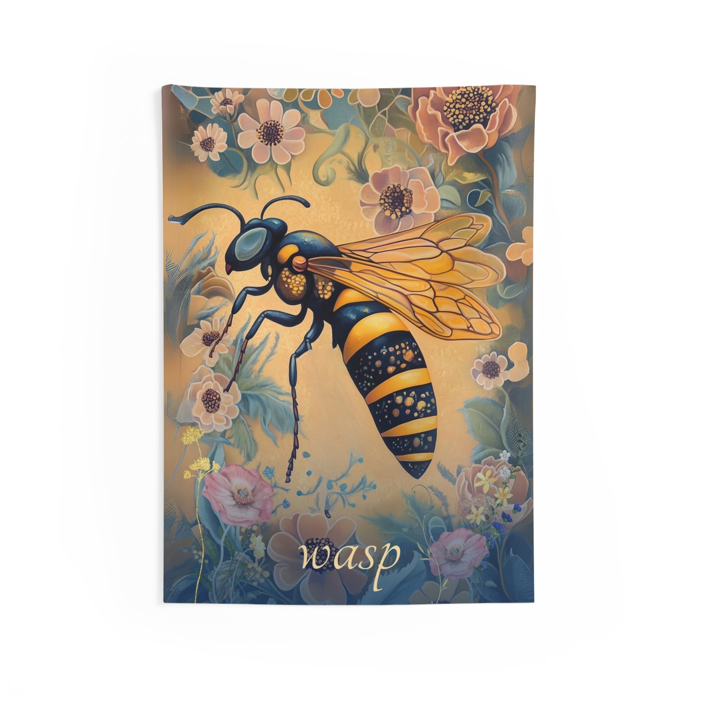Floral Wasp Wall Tapestry – Bold, Fearless, and Beautifully Detailed