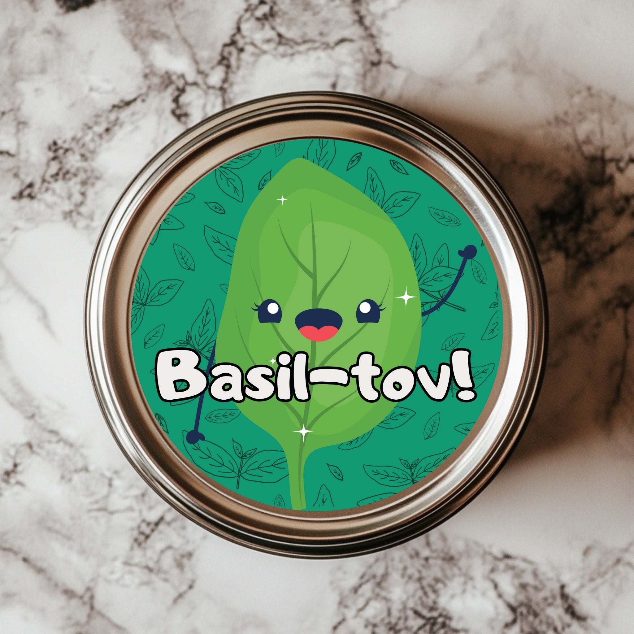 Basil-tov! – Cute Celebration Herb Sticker (2.25x2.25") vinyl waterproof