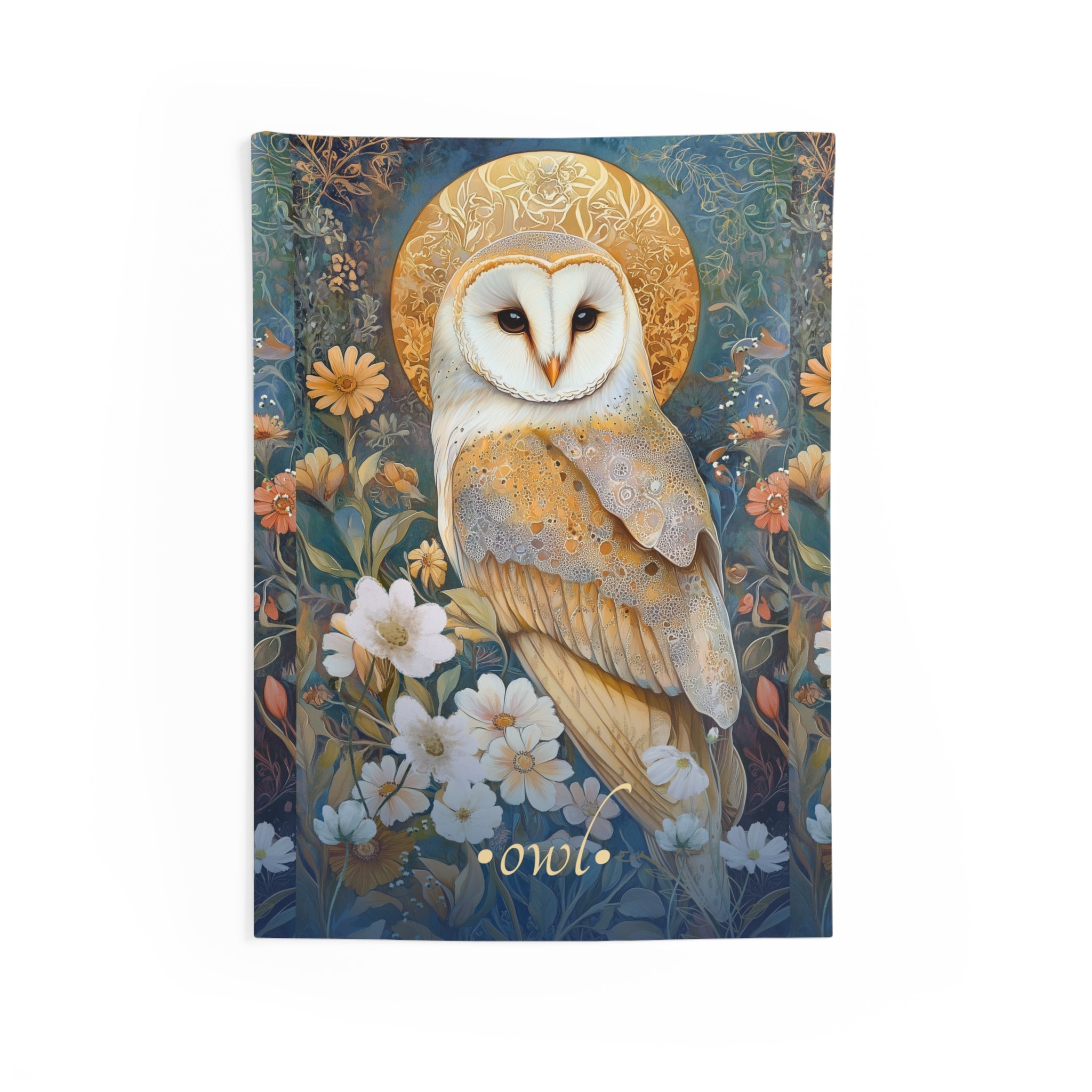 Celestial Owl Wall Tapestry – Ethereal Animal Art for Boho, Nature-Inspired Interiors