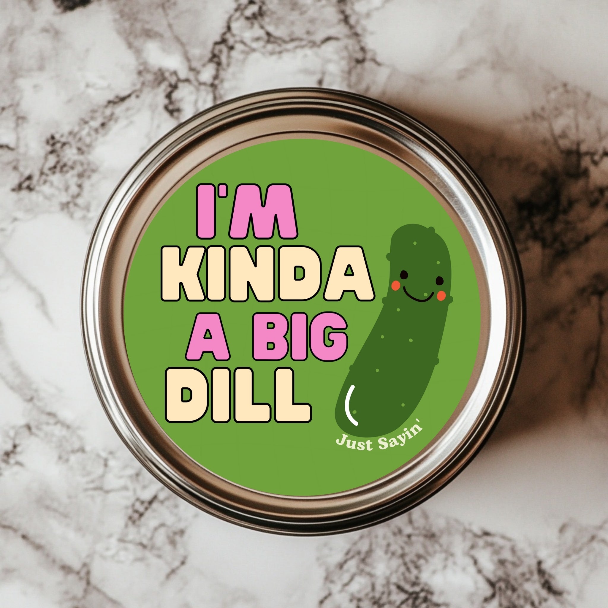 I’m Kinda a Big Dill – Funny Pickle Pun Sticker (2.25x2.25") vinyl waterproof