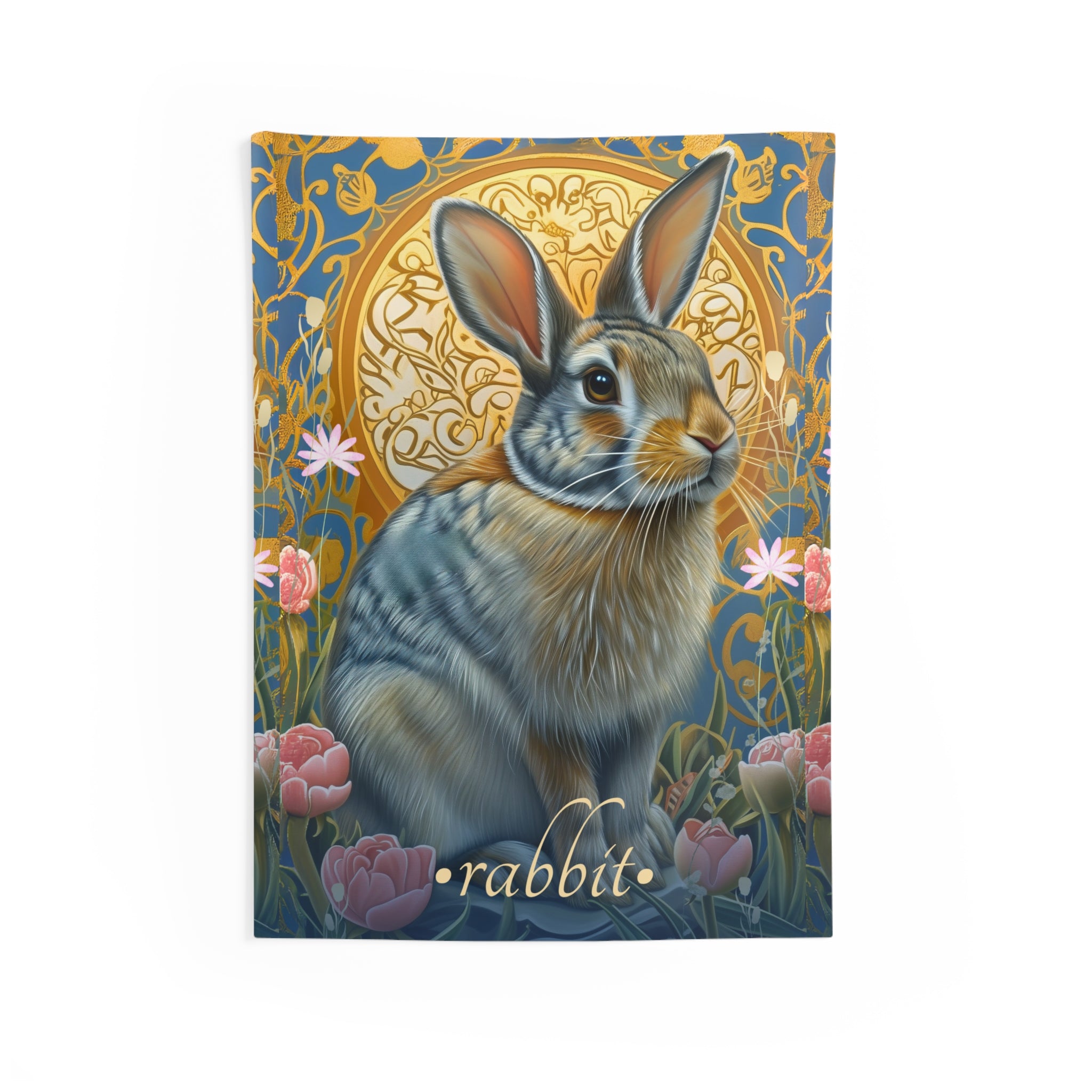 Golden Rabbit Wall Tapestry – Gentle Nature-Inspired Art for Whimsical and Peaceful Spaces