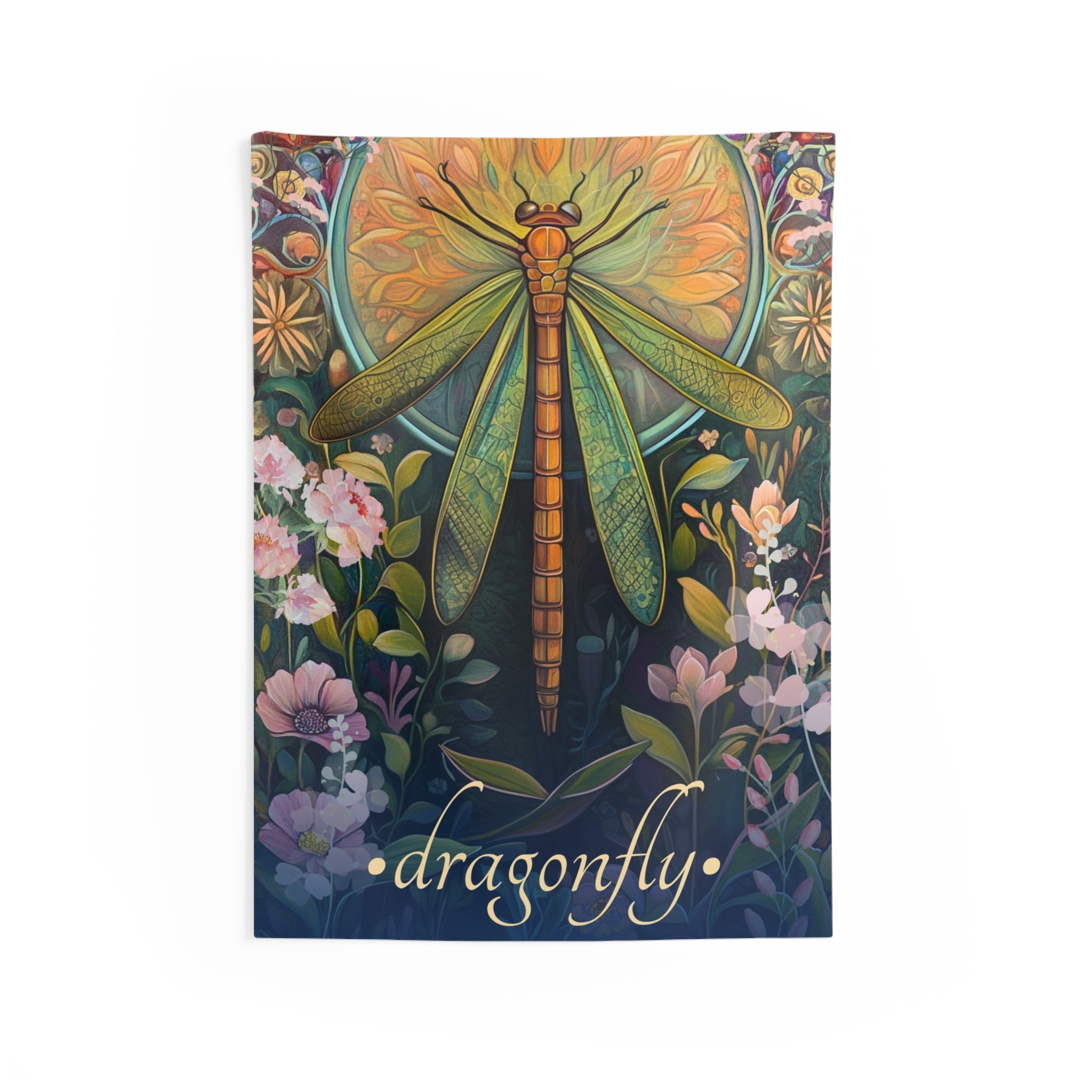 Dragonfly Wall Tapestry – Radiant Insect Art for Mystical, Nature-Centered Interiors