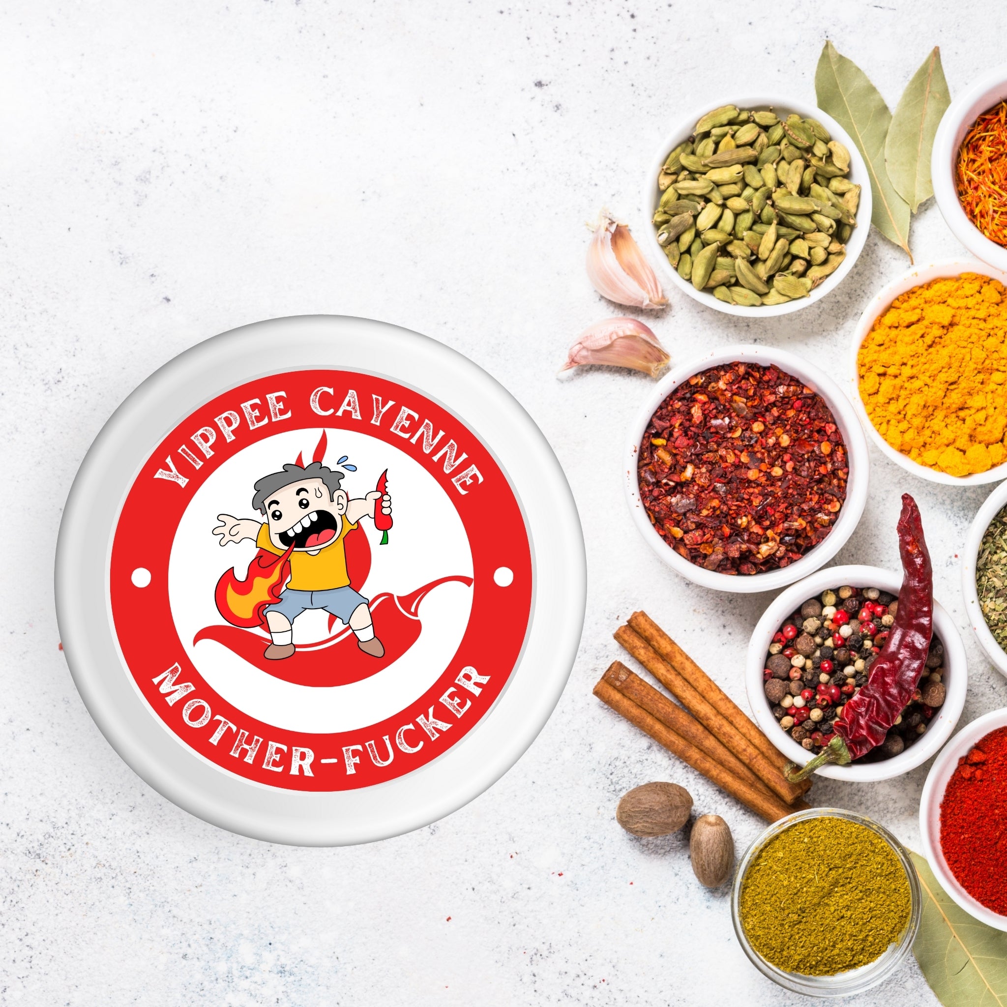 Yippee Cayenne Mother-F*cker – Spicy Attitude Sticker (2.25x2.25") vinyl waterproof