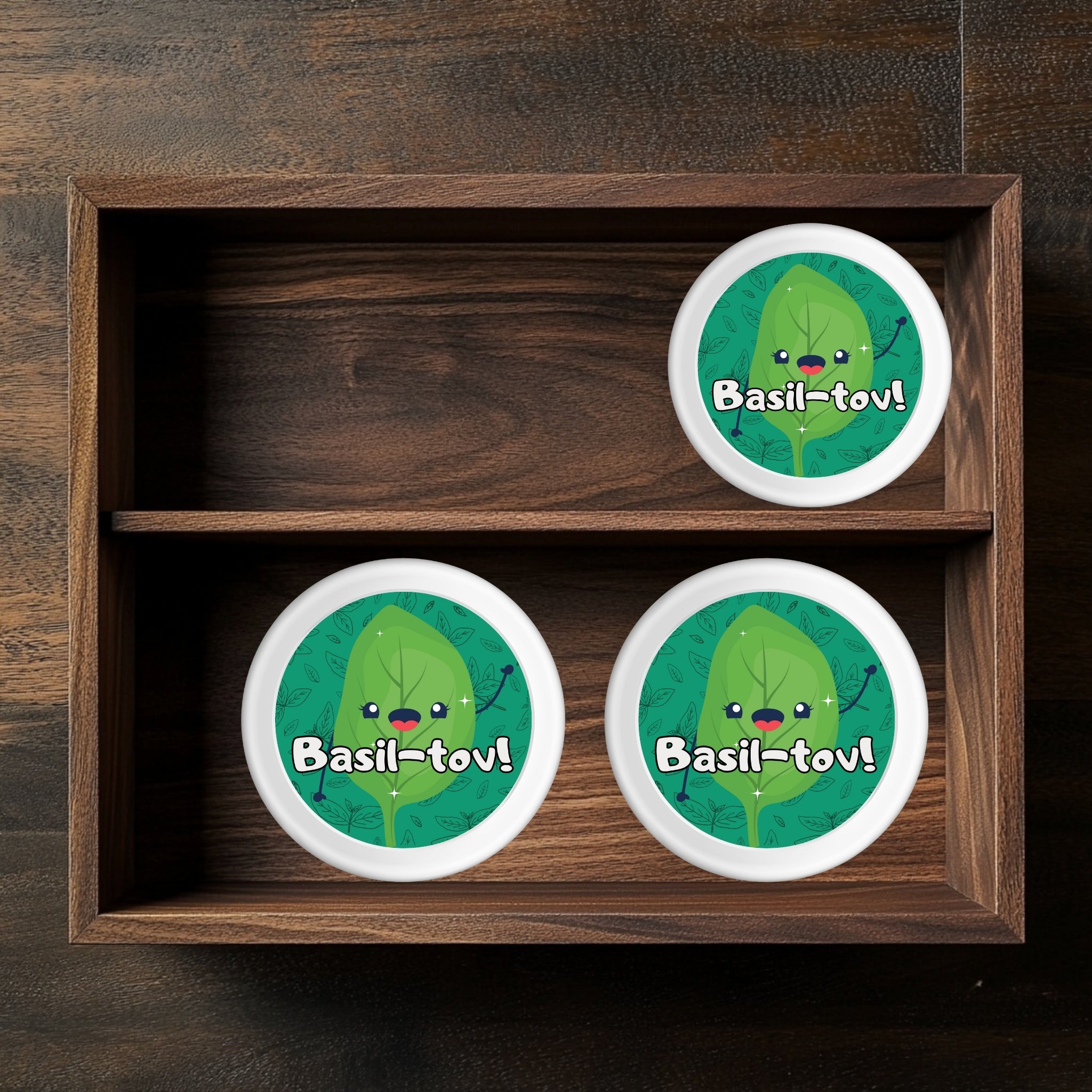 Basil-tov! – Cute Celebration Herb Sticker (2.25x2.25") vinyl waterproof