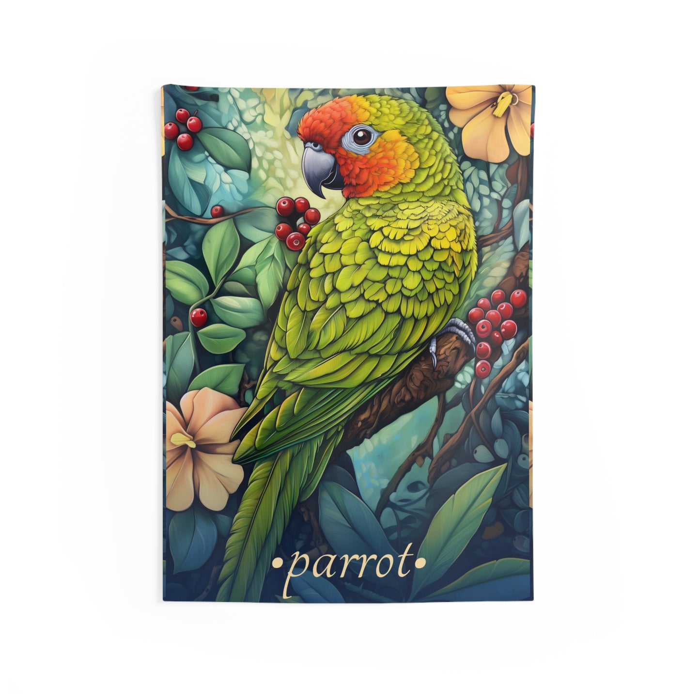 Tropical Parrot Wall Tapestry – Tropical Whimsy and Jungle Vibes