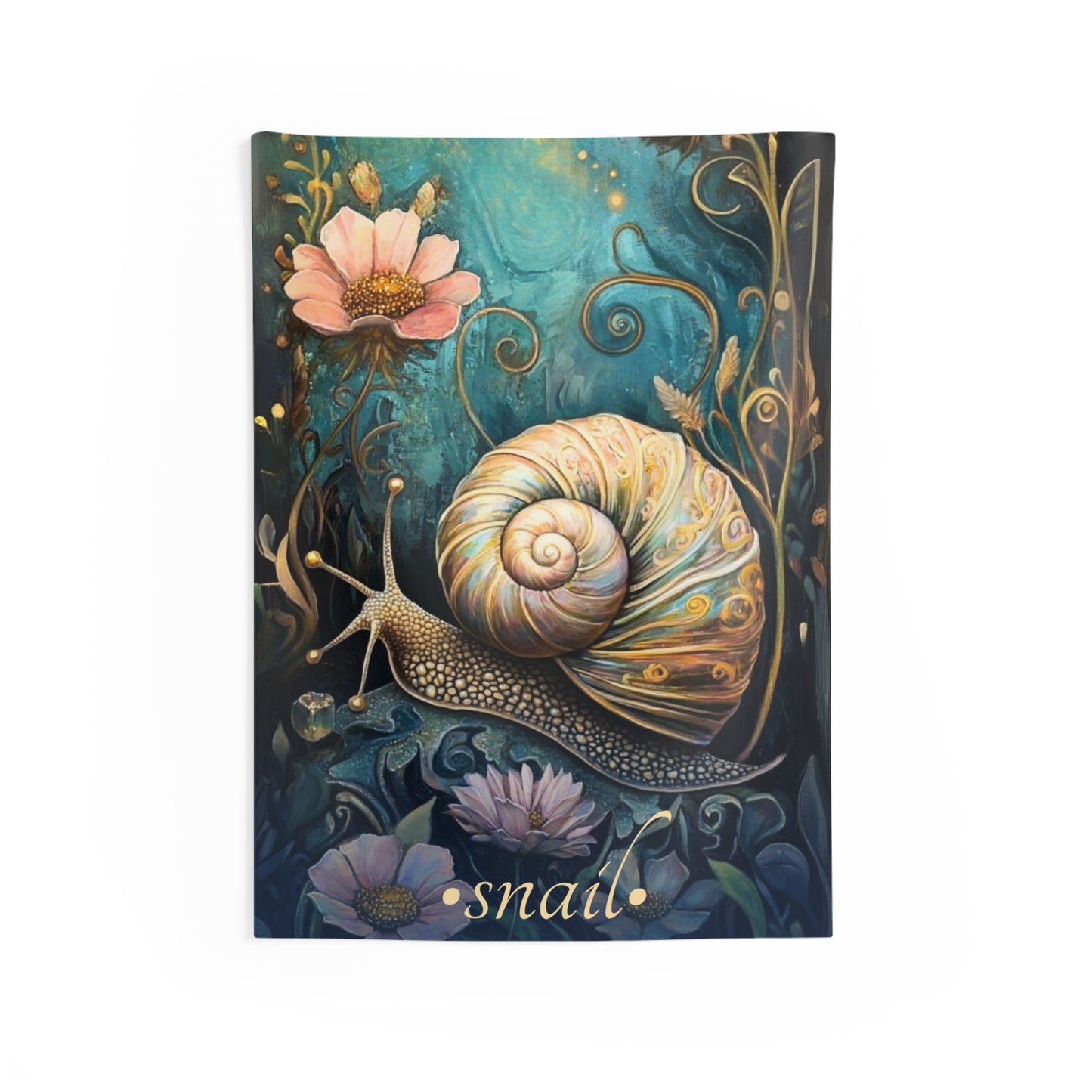 Artistic Snail Wall Tapestry – Mystical Garden Creature Art for Slow Living & Nature-Inspired Interiors