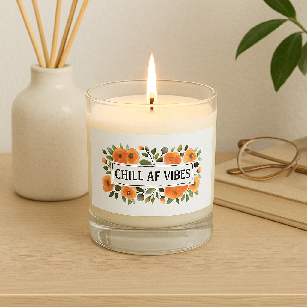 "Chill AF" Unscented Glass Jar Soy Wax Candle