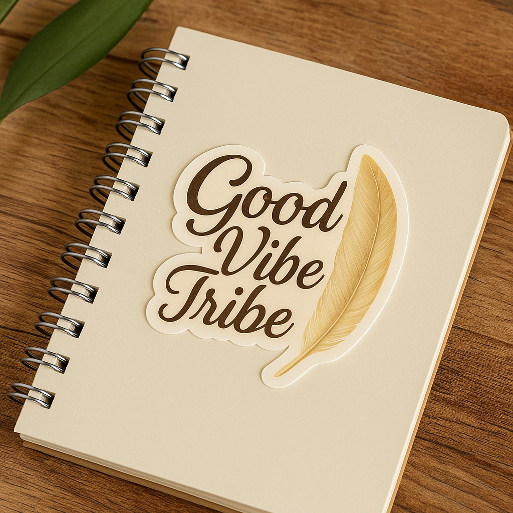Good Vibe Circle – Feather & Flow Sticker (3x3")