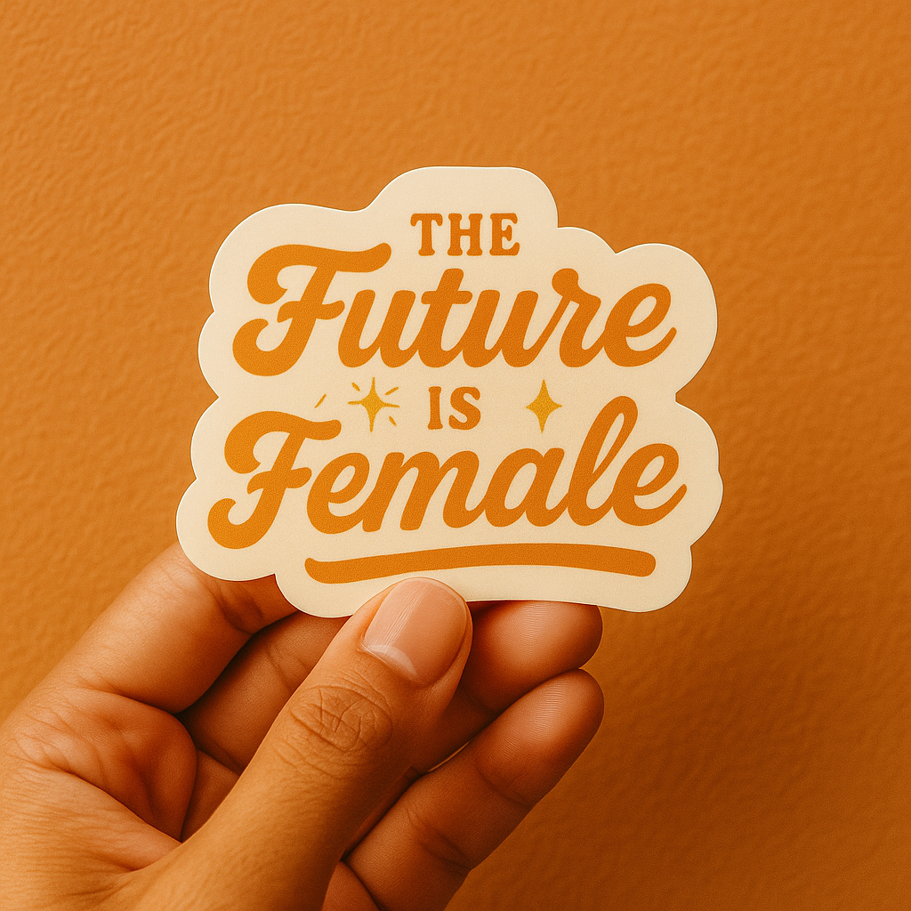 The Future Is Female – Retro Feminist Glow Sticker (3x3")