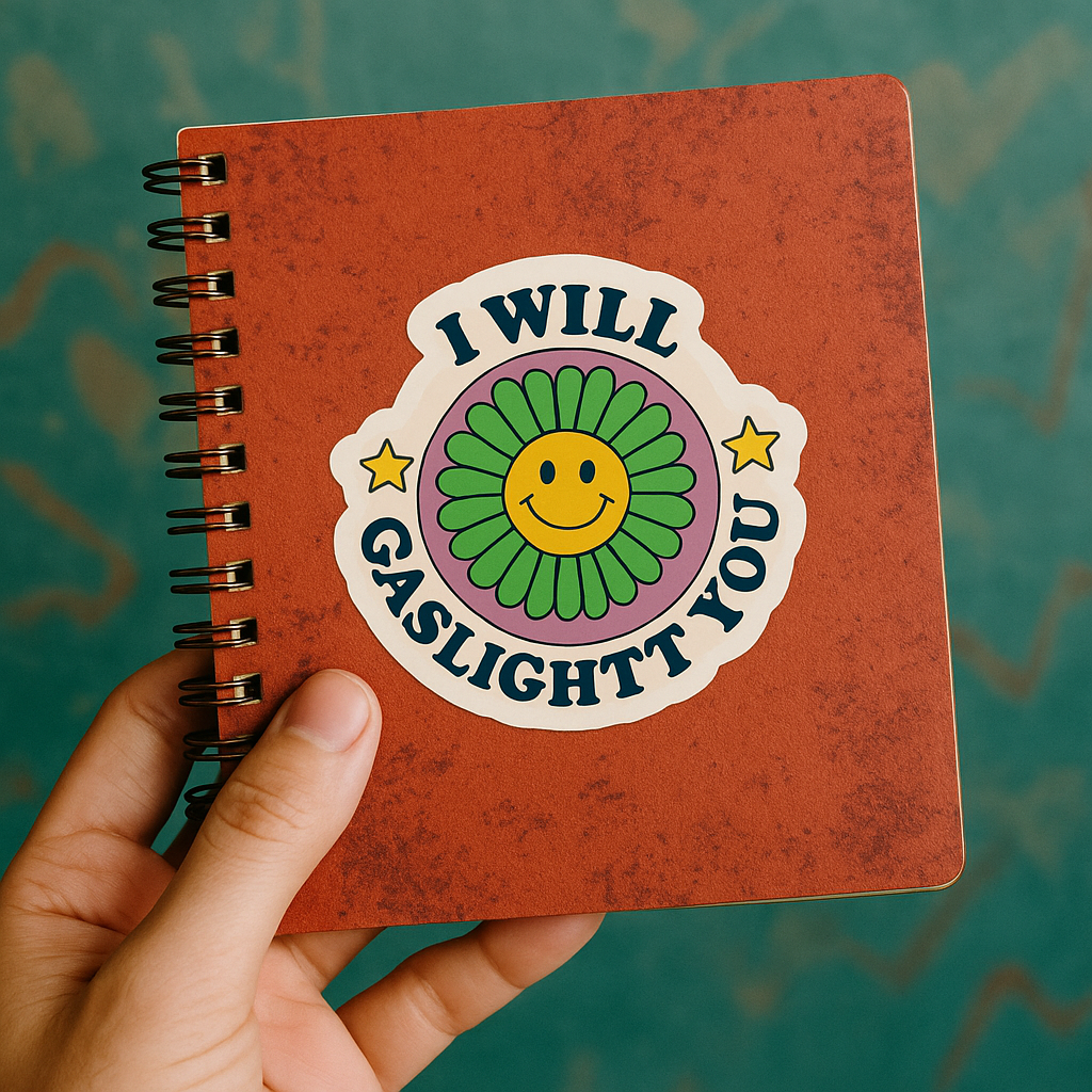 I Will Gaslight You – Smiley Flower Chaos Sticker (3x3")