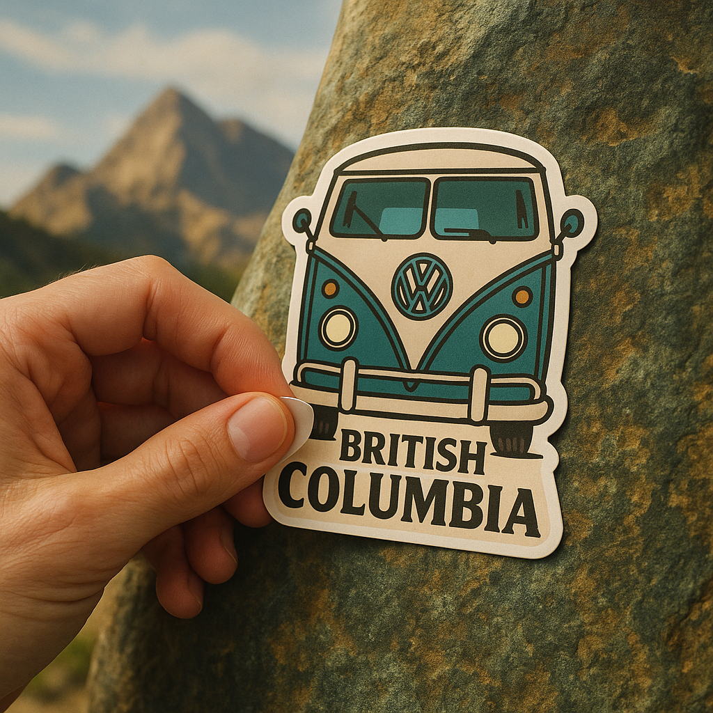 British Columbia – Retro Camper Van Sticker (3x3")