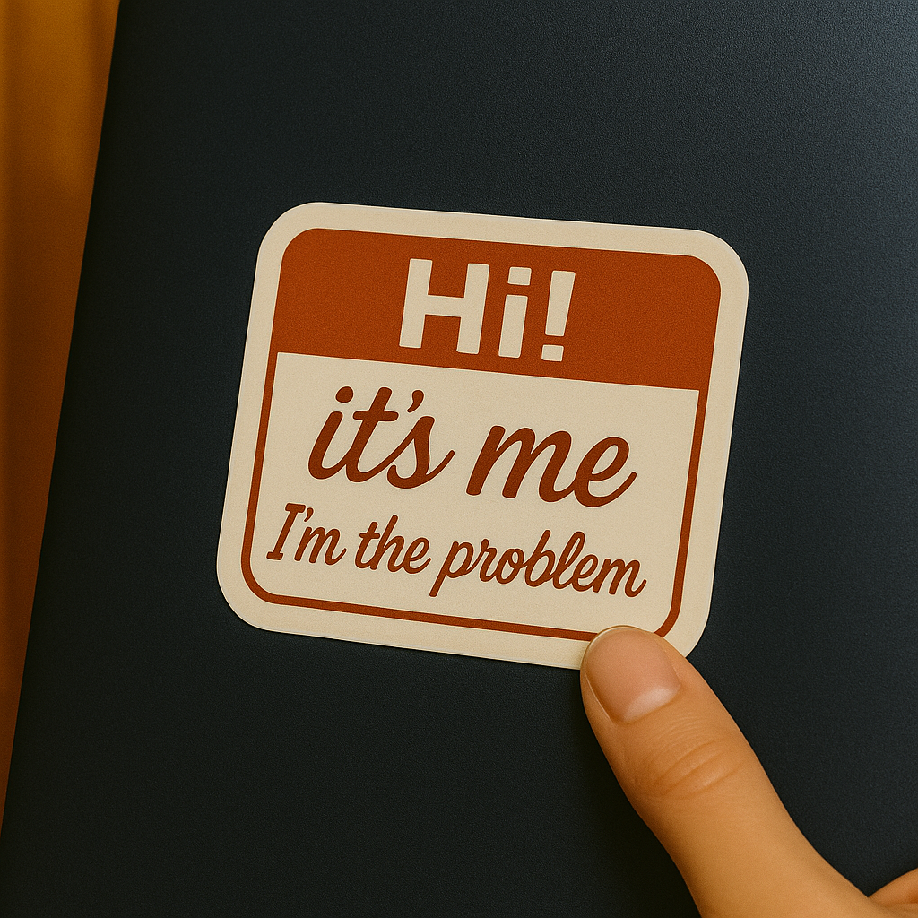 Hi! It’s Me – Red Retro Confession Sticker (3x3") vinyl waterproof