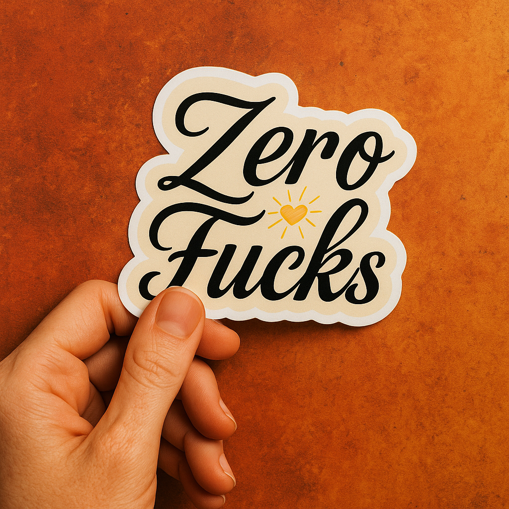 Zero Fucks – Solar Sass Lettering Sticker (3x3")