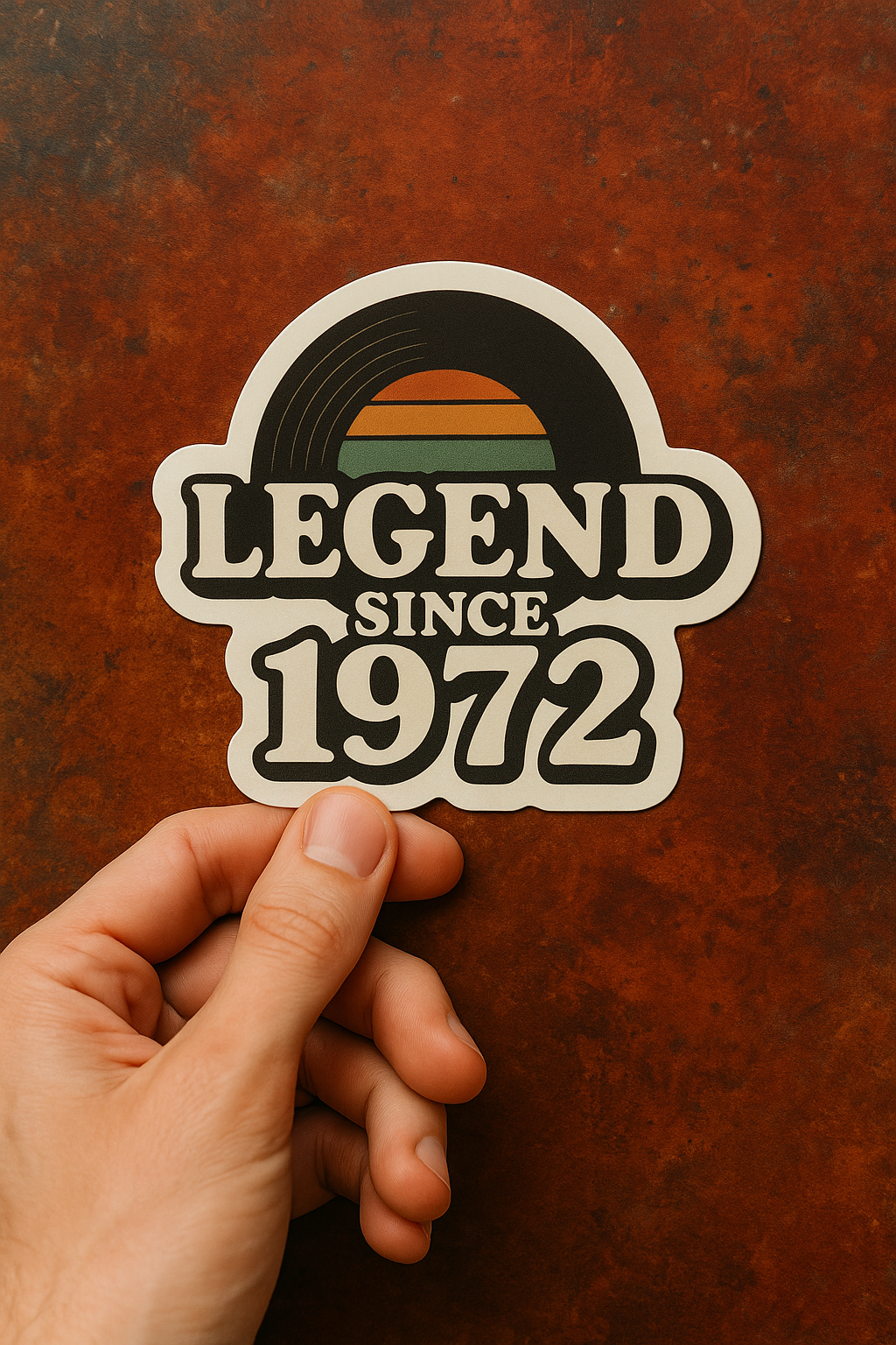Legend Since 1972 – Retro Vinyl Birthday Sticker (3x3")