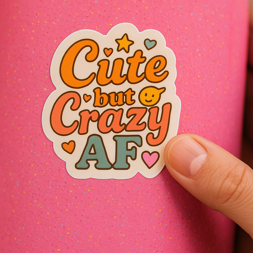 Cute but Crazy AF – Color Pop Chaos Sticker (3x3")