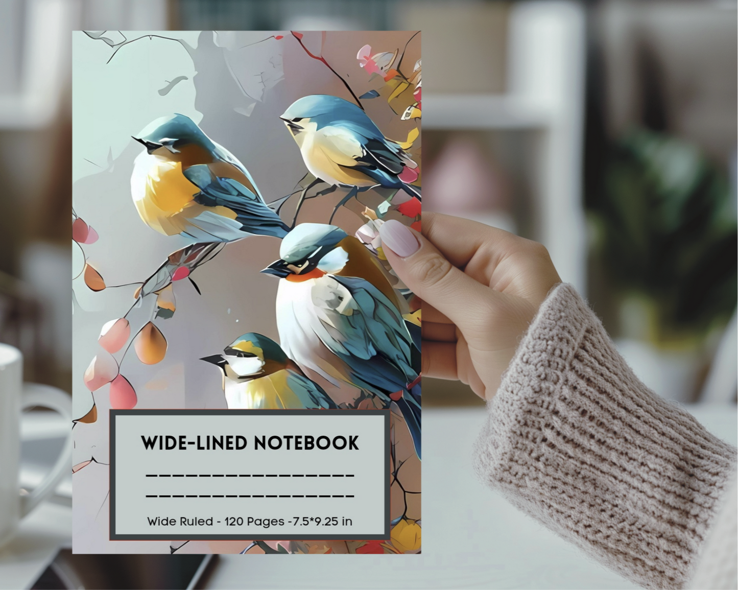 Vintage Chickadee Wide-Lined Notebook: Vintage Chickadee Blank Lined Journal