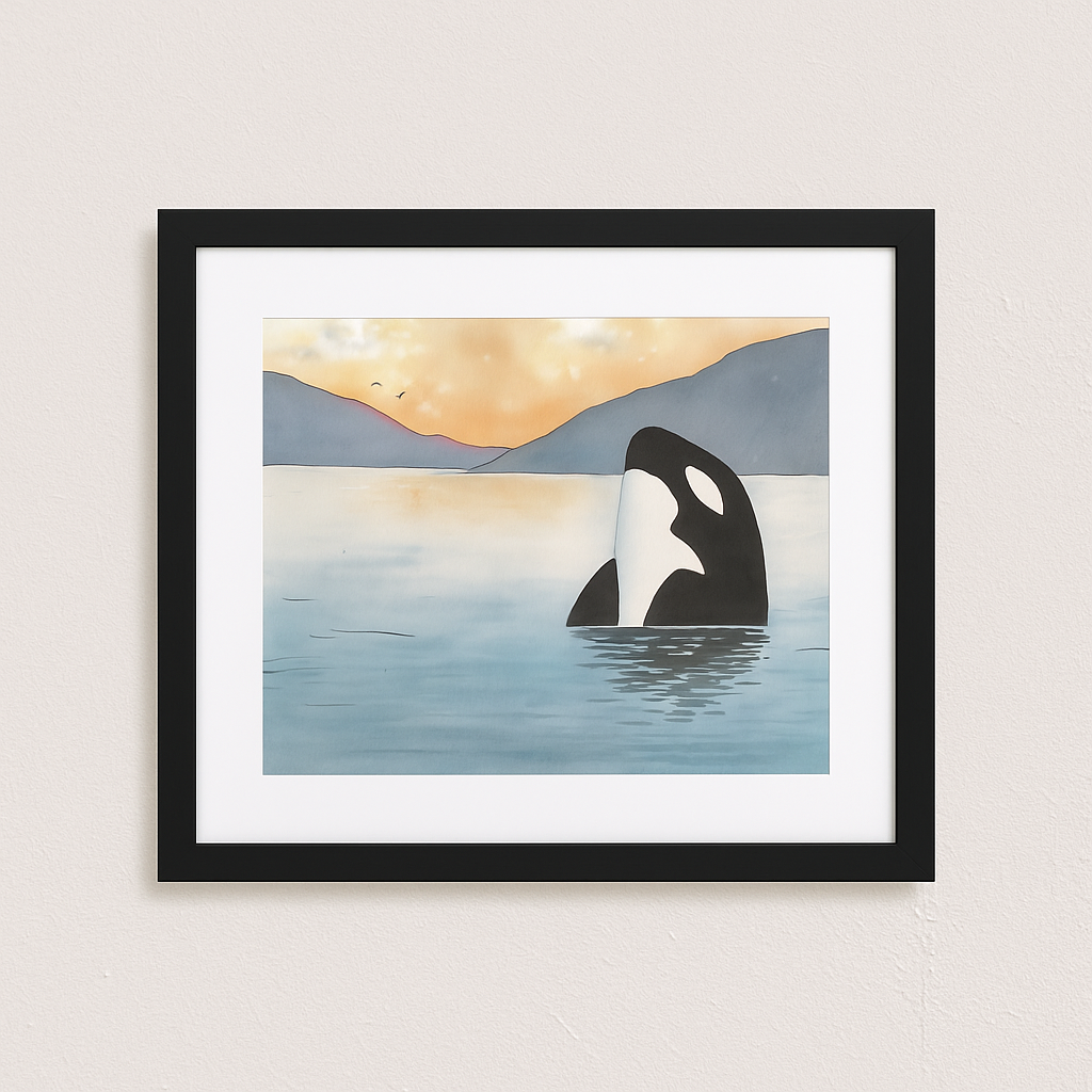 Orca Dawn Framed Watercolor Print