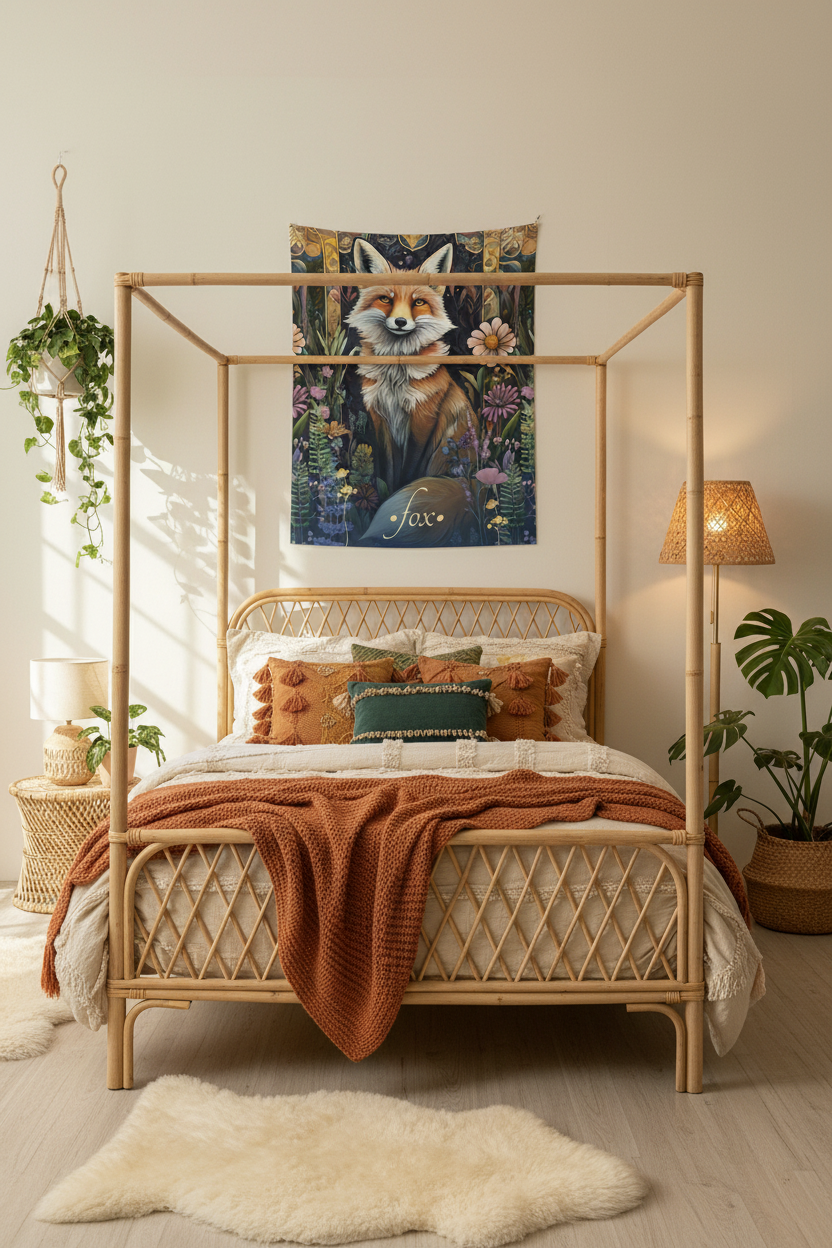 Fox Tapestry Bedroom Mockup 2