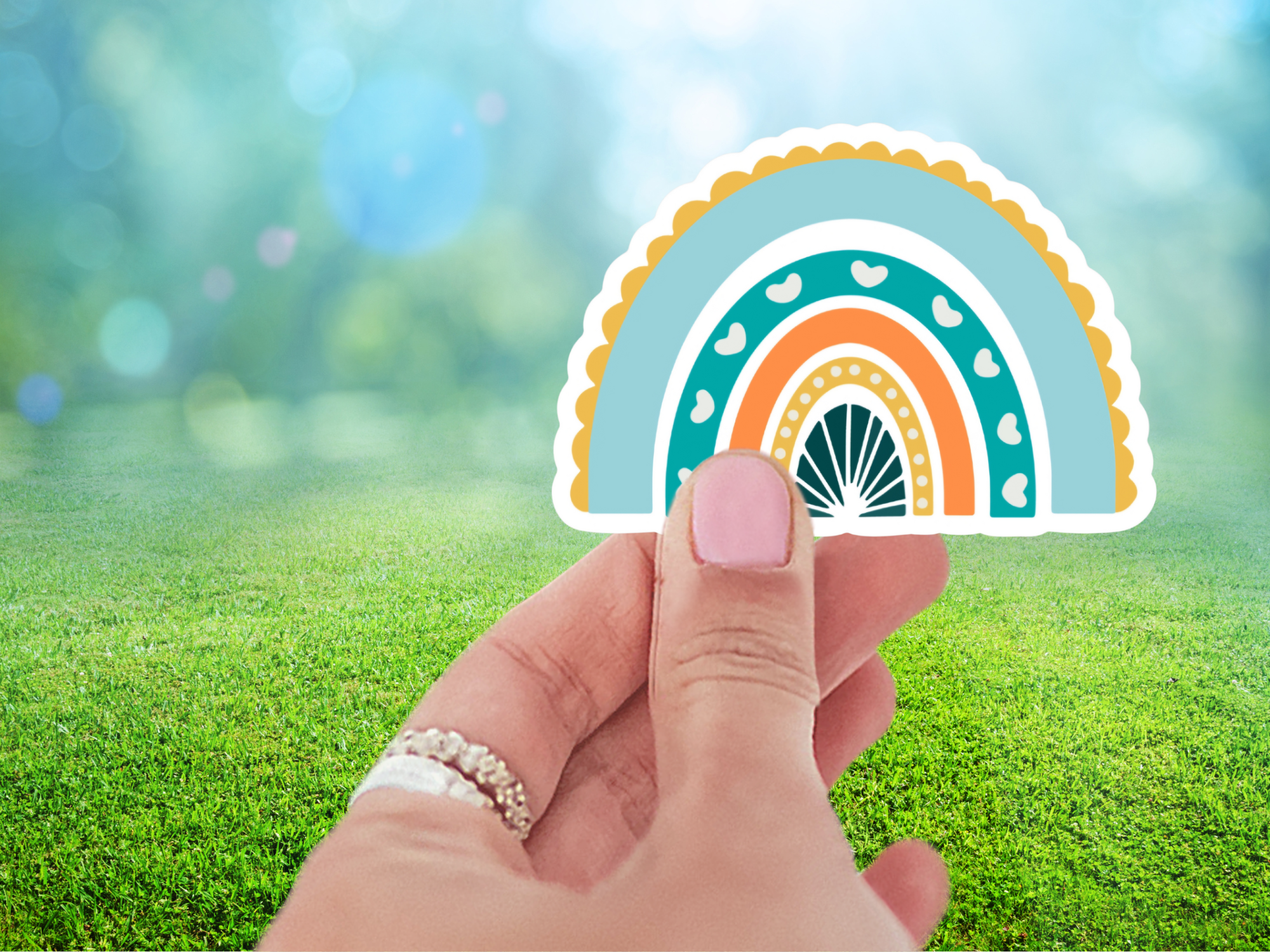 Happy Blue Rainbow Sticker