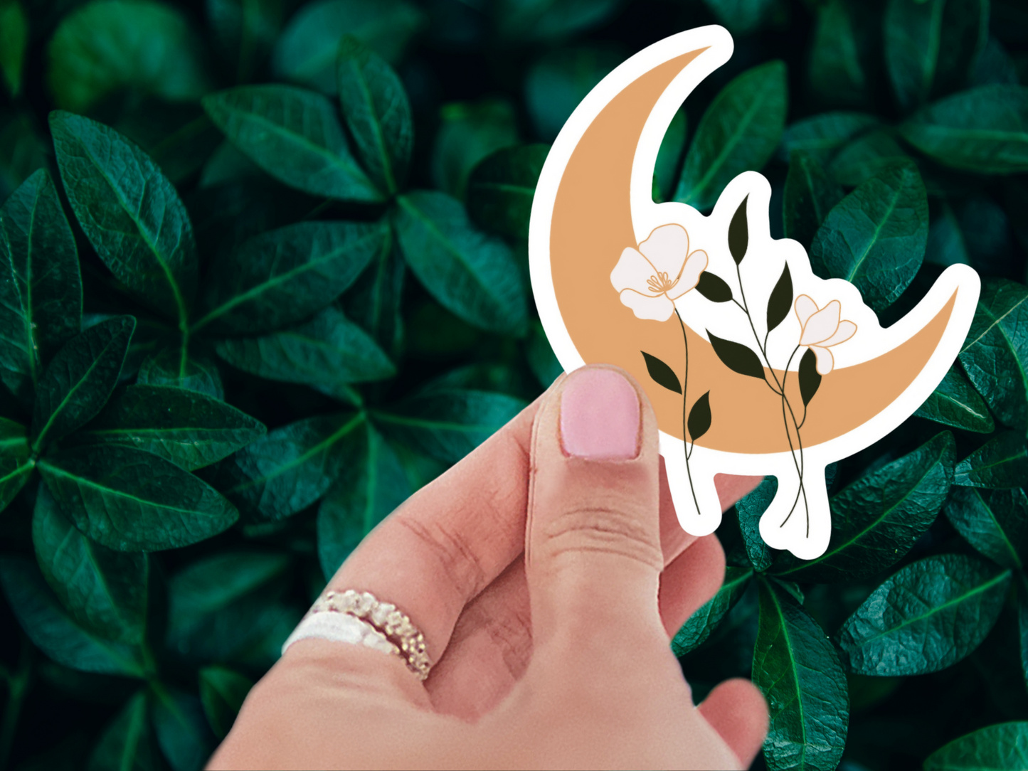 Enchanting Floral Moon Sticker