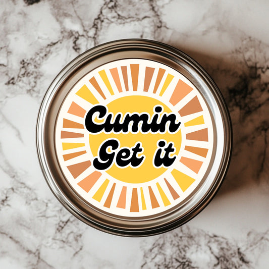 Cumin Get It Sticker – 3x3" Bold Spice Design for Food Lovers and Pun Enthusiasts