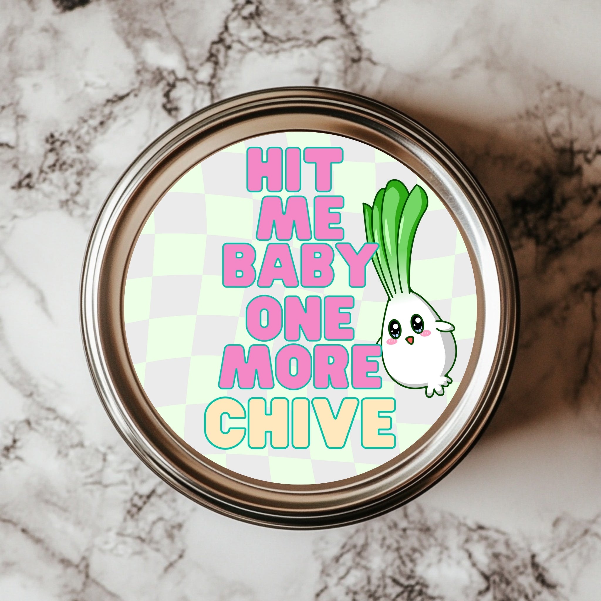 Hit Me Baby One More Chive – Kawaii Pop Spice Sticker (2.25x2.25")