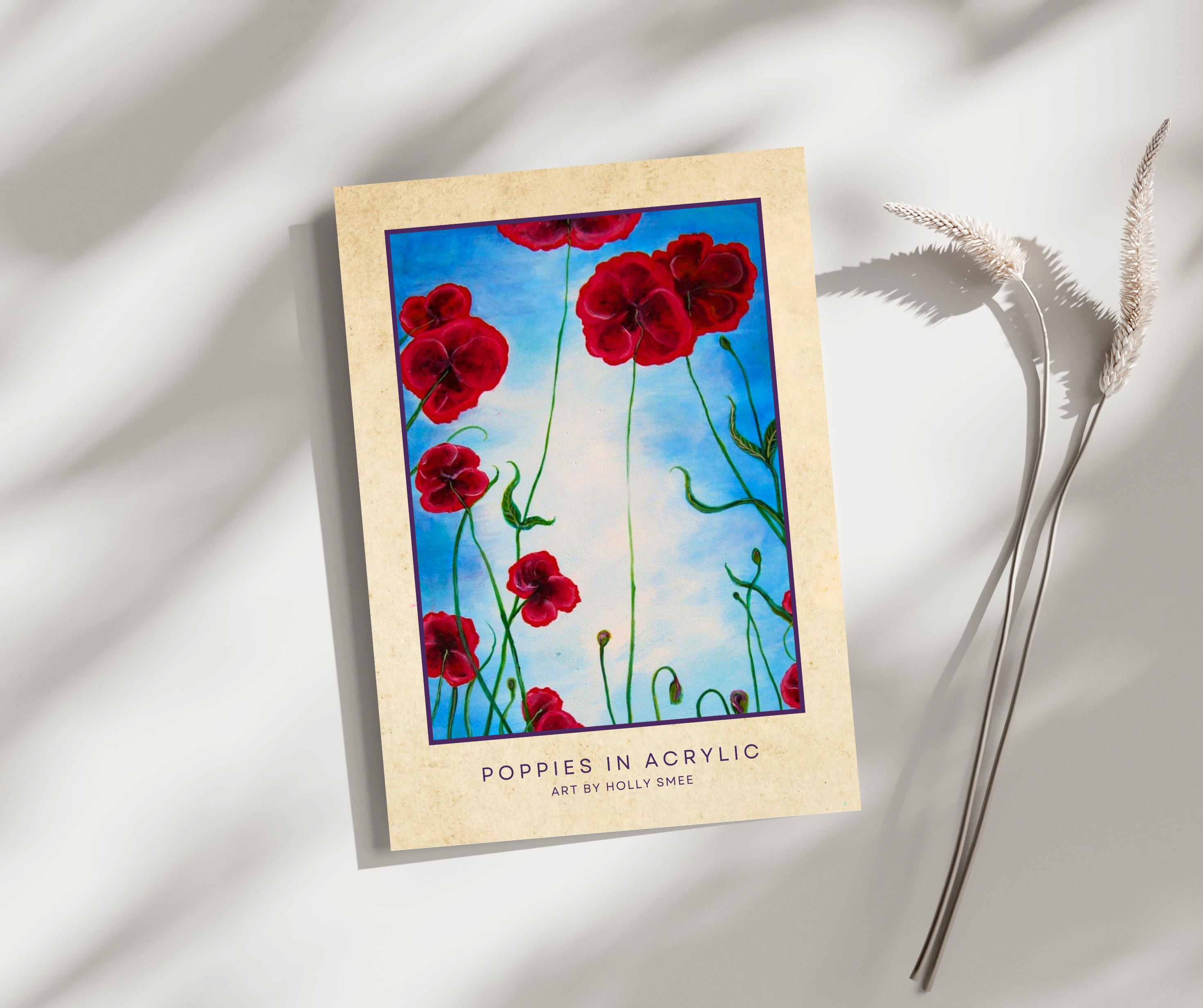 Poppies in Acrylic Art Postcard