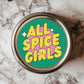 All Spice Girls Retro Pop 3x3" Waterproof Vinyl Sticker showcasing vibrant colors and playful design, perfect for laptops and journals.