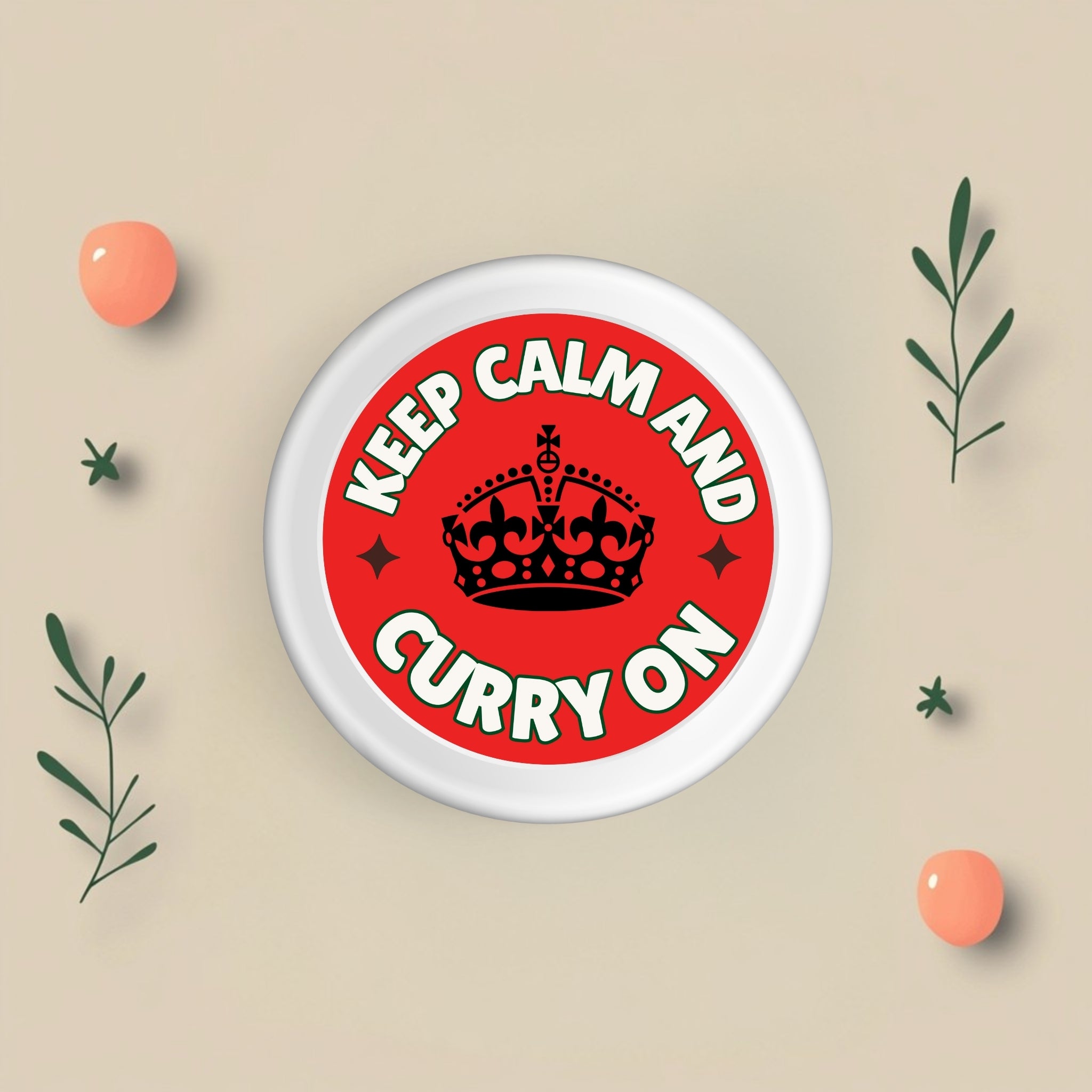 Keep Calm and Curry On – Bold Spice Sticker (2.25x2.25")