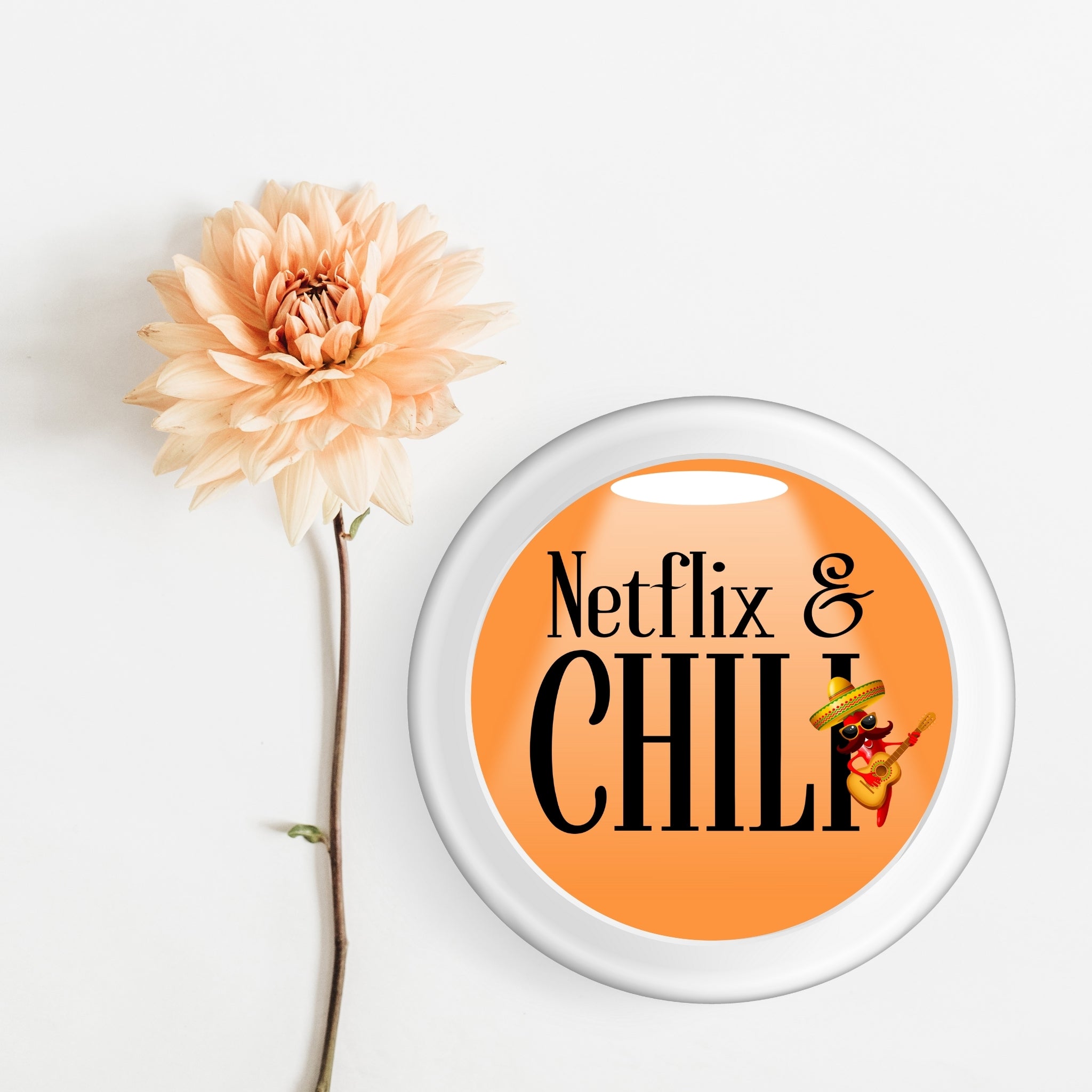 Netflix & Chili – Funny Pun Sticker (2.25x2.25")