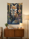 Bohemian Fox Wall Tapestry showcasing a vibrant nature-inspired design with a playful fox amidst lush forest flora, perfect for enhancing any home décor.