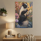 Whimsical Skunk Wall Tapestry featuring a charming skunk among wildflowers, perfect for cozy cottagecore and bohemian decor, made of durable 100% polyester for vibrant indoor art.