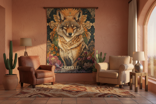 Coyote Tapestry in Southwestern Living Room