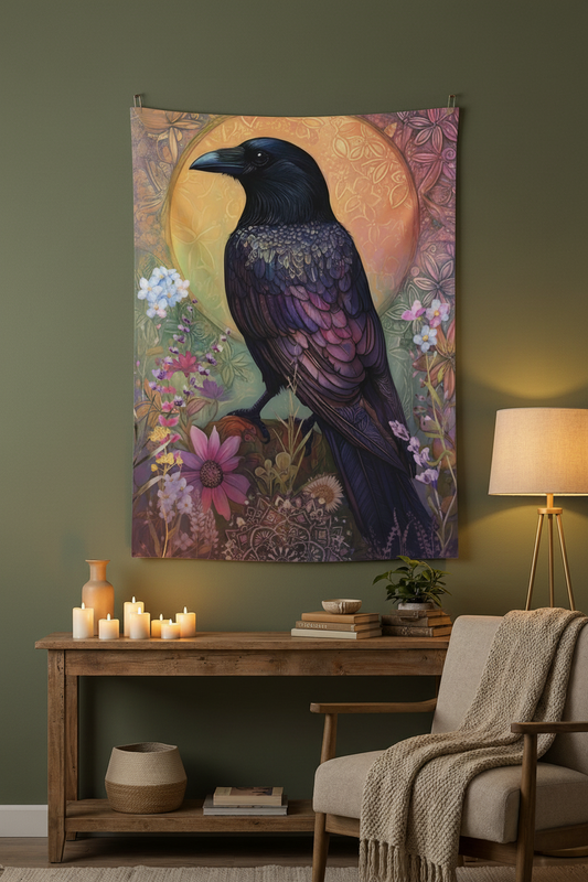 Crow Tapestry Bedroom Mockup 1