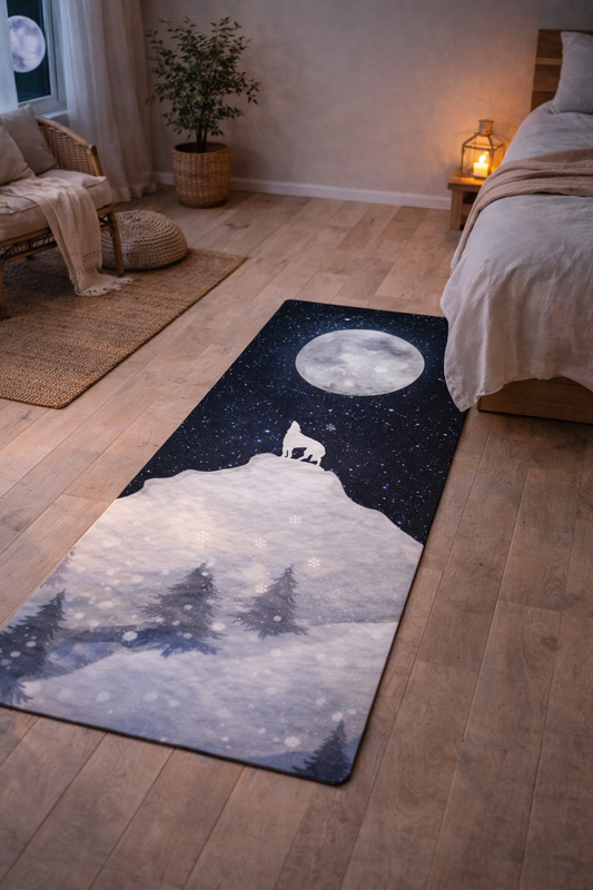 Howling Moon Yoga Mat - 24"x68" Soft Microsuede Top with Anti-Slip Rubber Bottom