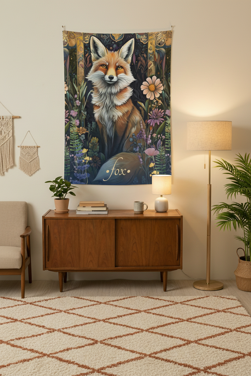 Fox Tapestry Bedroom Mockup 1