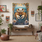 Golden Crab Tapestry in Bohemian Studio