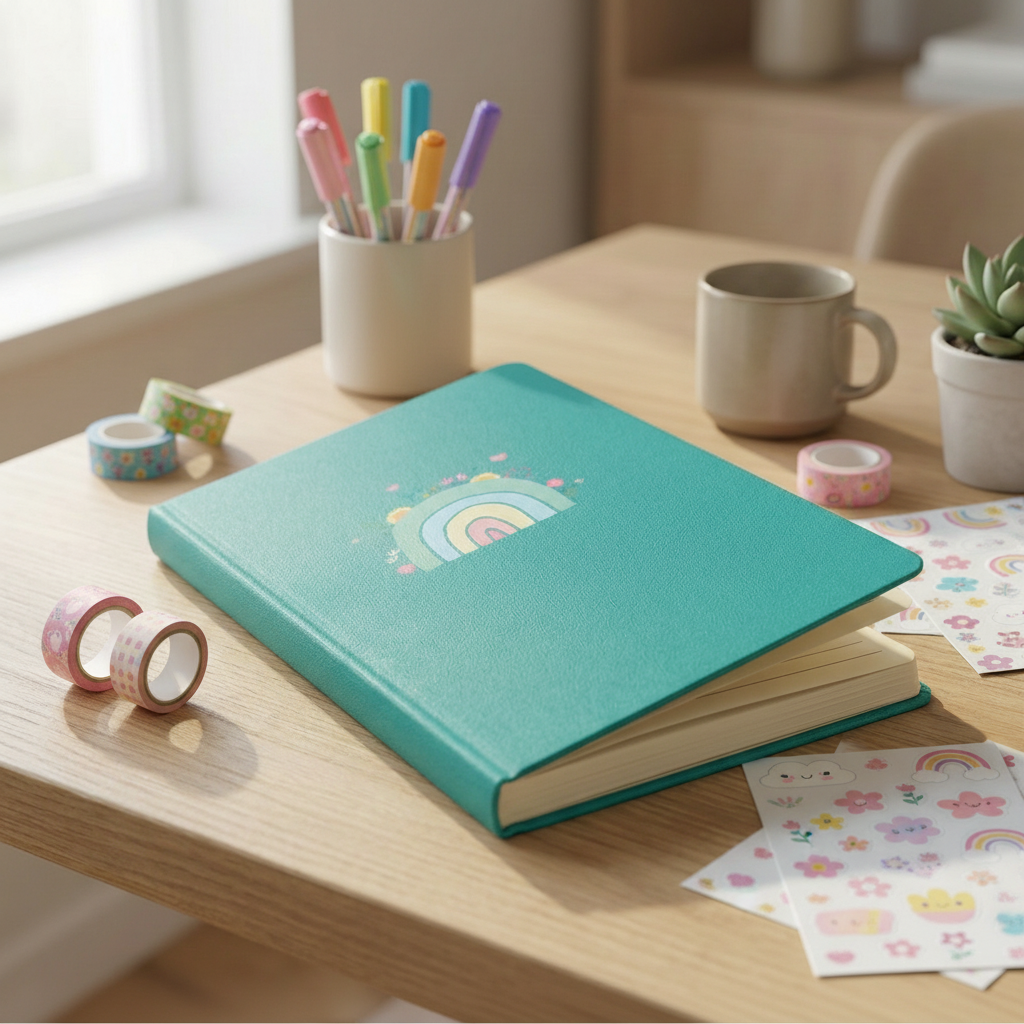Happy Rainbow Notebook Creative Workspace