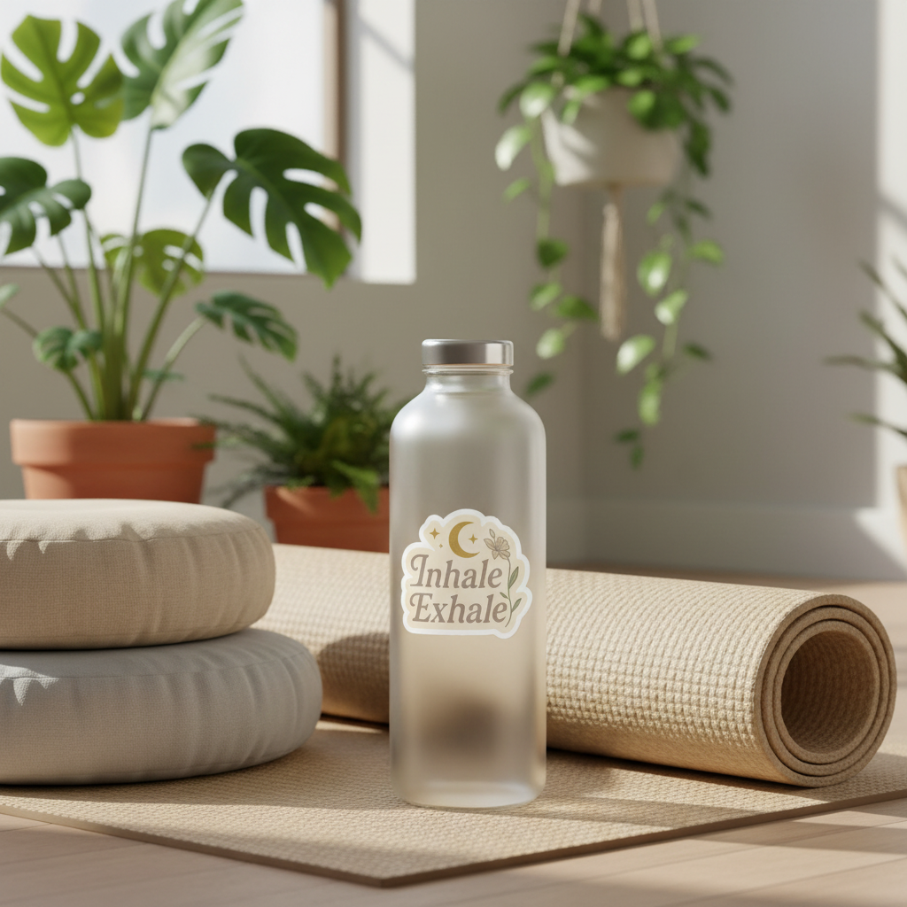 Inhale Exhale Sticker on Water Bottle