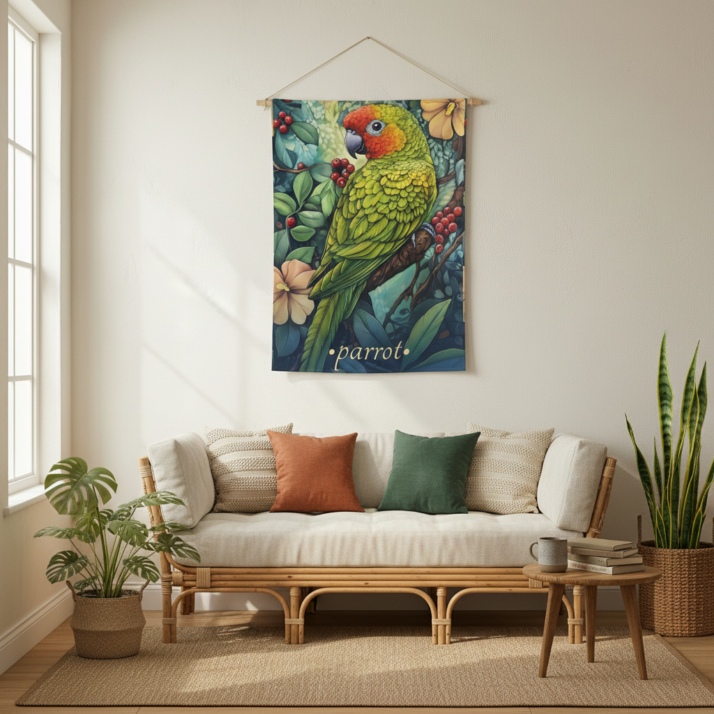 Parrot Tapestry Mockup 1