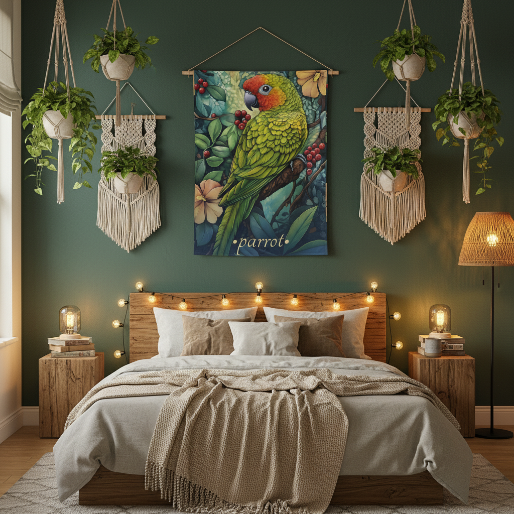 Parrot Tapestry Mockup 3