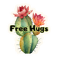The vibrant Free Hugs Cactus Sticker in a lifestyle setting, brightening up a water bottle and exemplifying joy and friendliness.