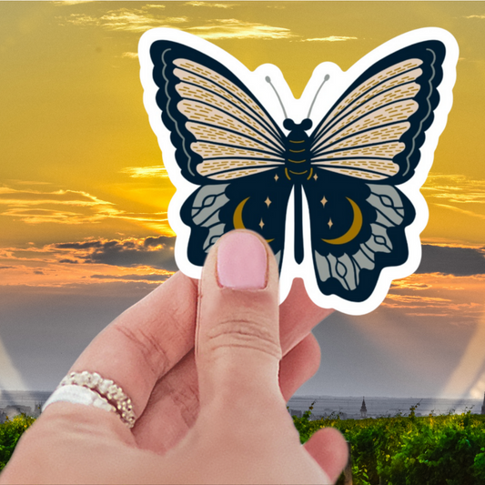 Black Moonlit Butterfly Sticker